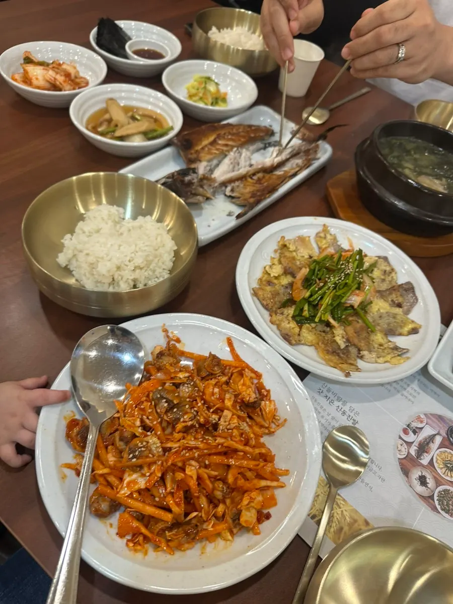 Korean set meal shared by two people