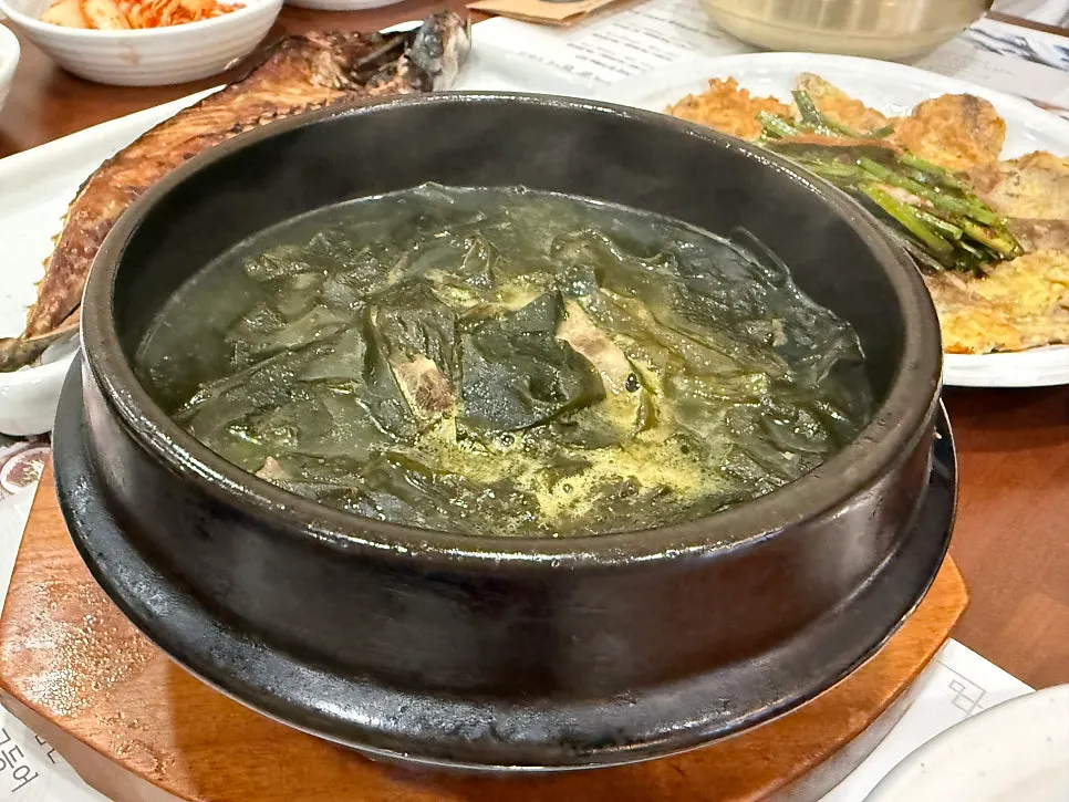 Abalone seaweed soup with a deep, clean broth