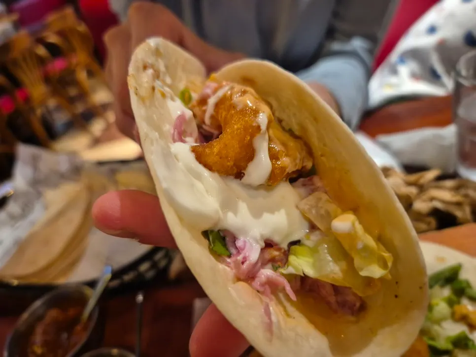 chicken taco ราดซอสมัสตาร์ด