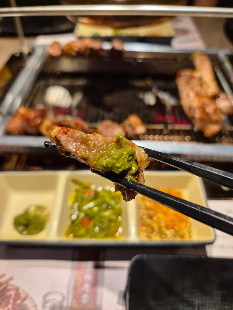Thick lamb skewers grilling