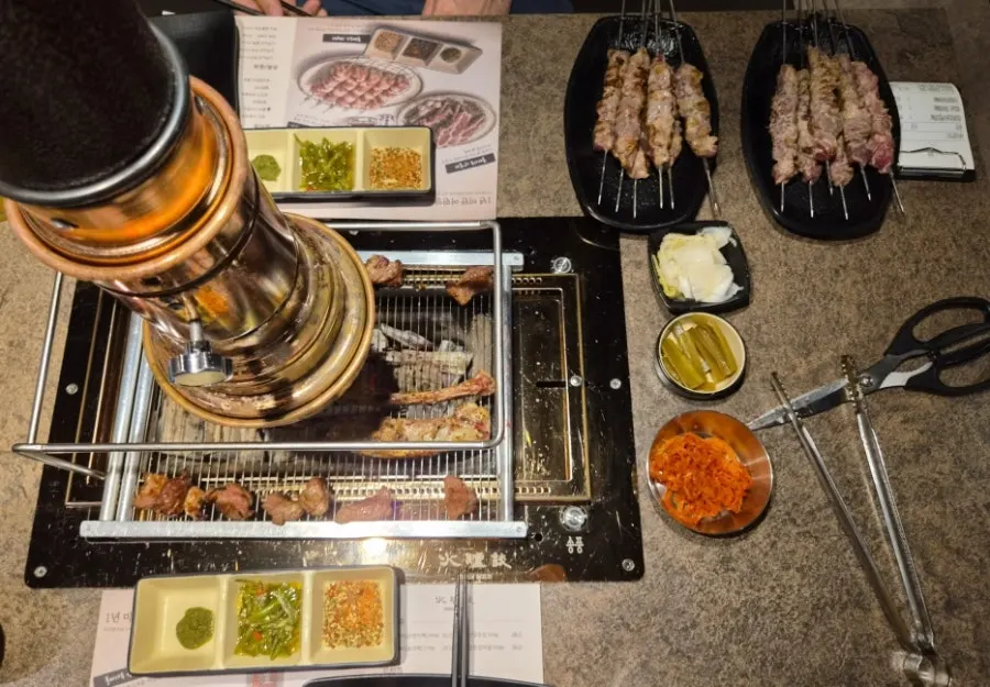 Charcoal-grilled lamb with house sauces