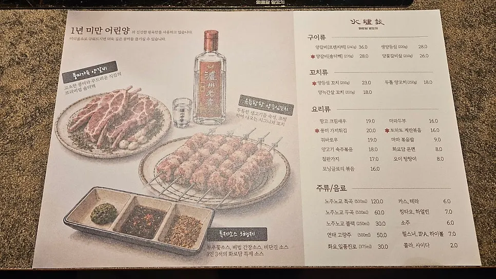 화로담양꼬치 메뉴 구성 사진