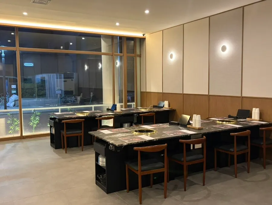 Spacious group seating in the restaurant