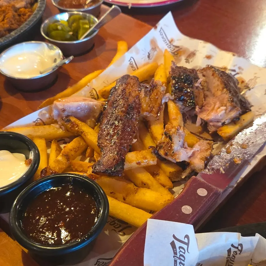 Table shared with coworkers at Taqueros