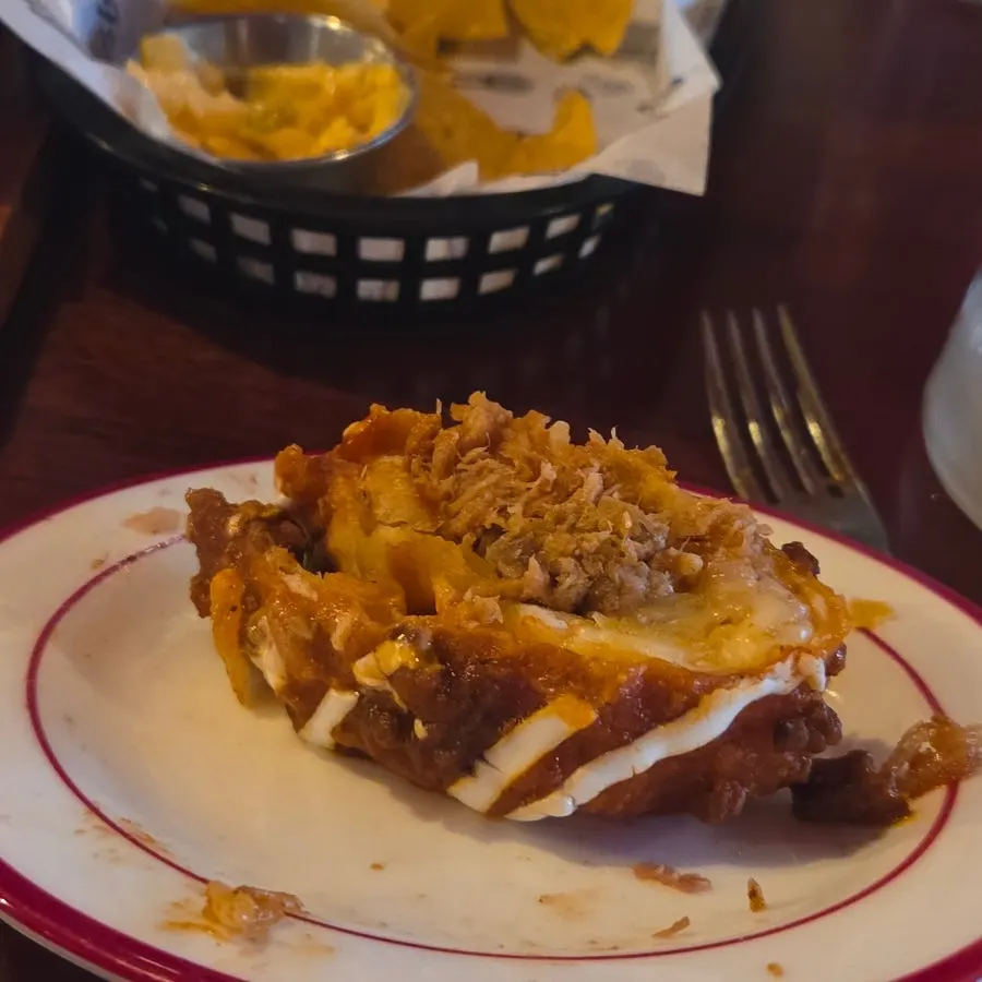 Well-seasoned meat inside the chimichanga