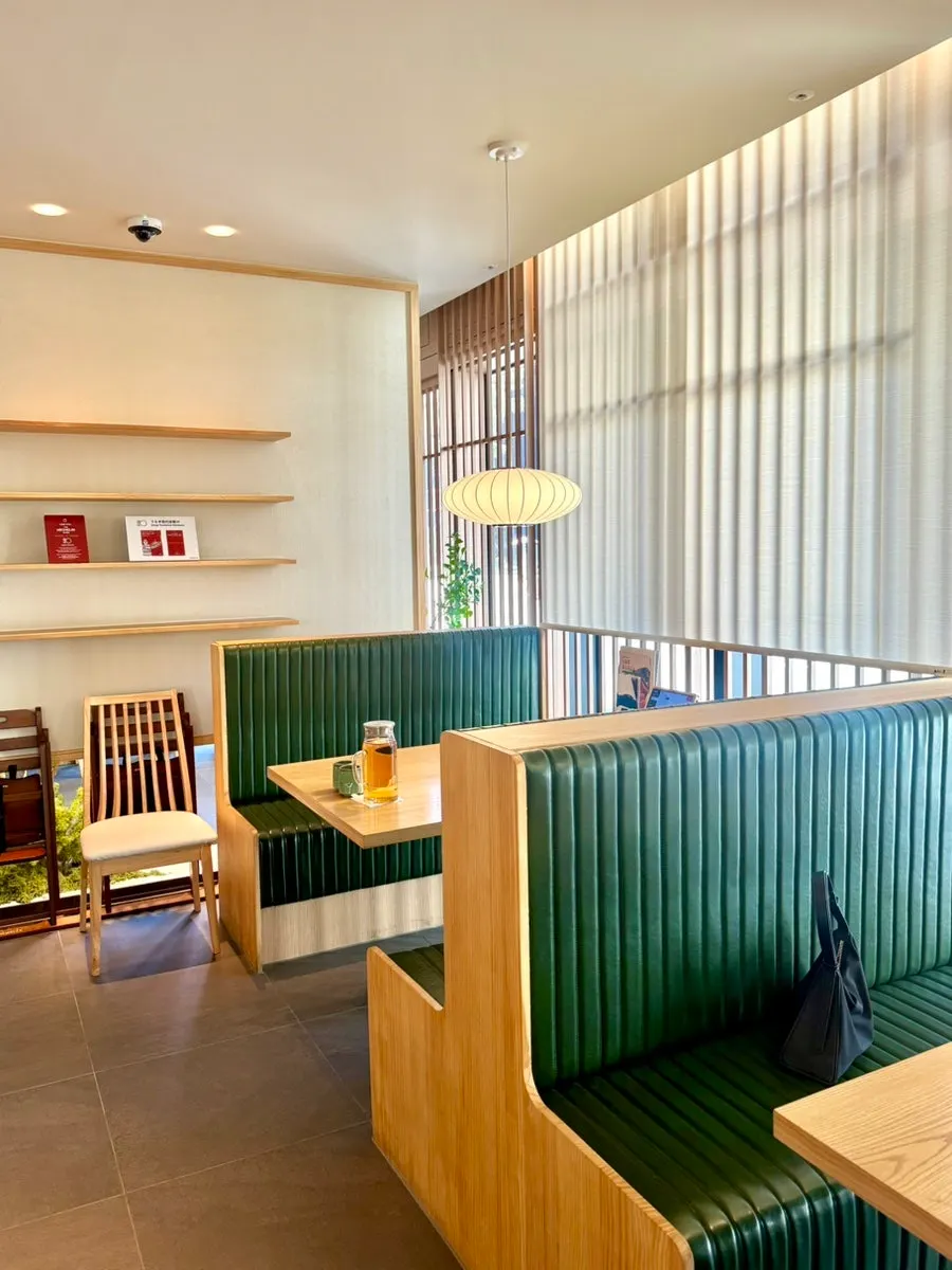 Seating under calm, soft lighting
