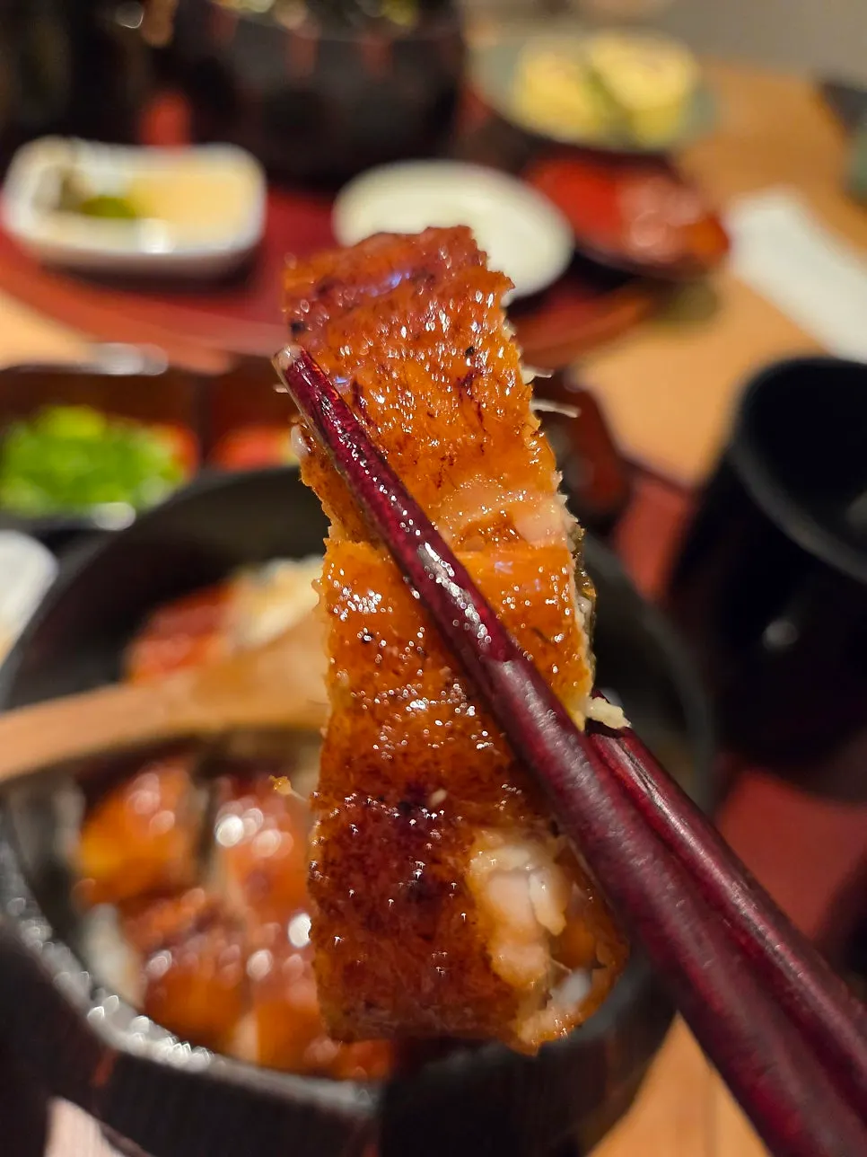 The first way to eat it, tasting the eel plain