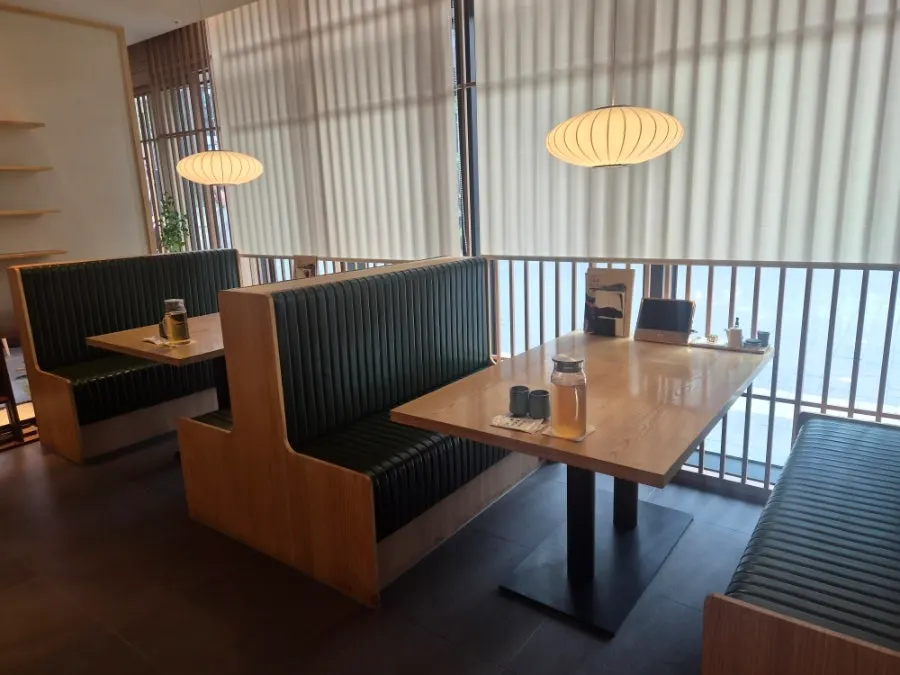 Booth seating at Kikukawa with spacious tables