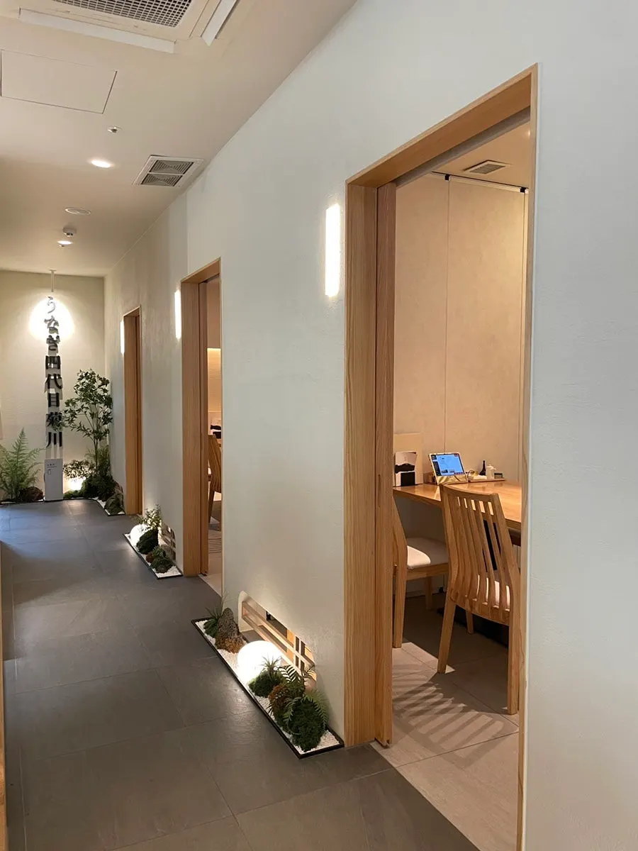 A corridor in the upscale restaurant
