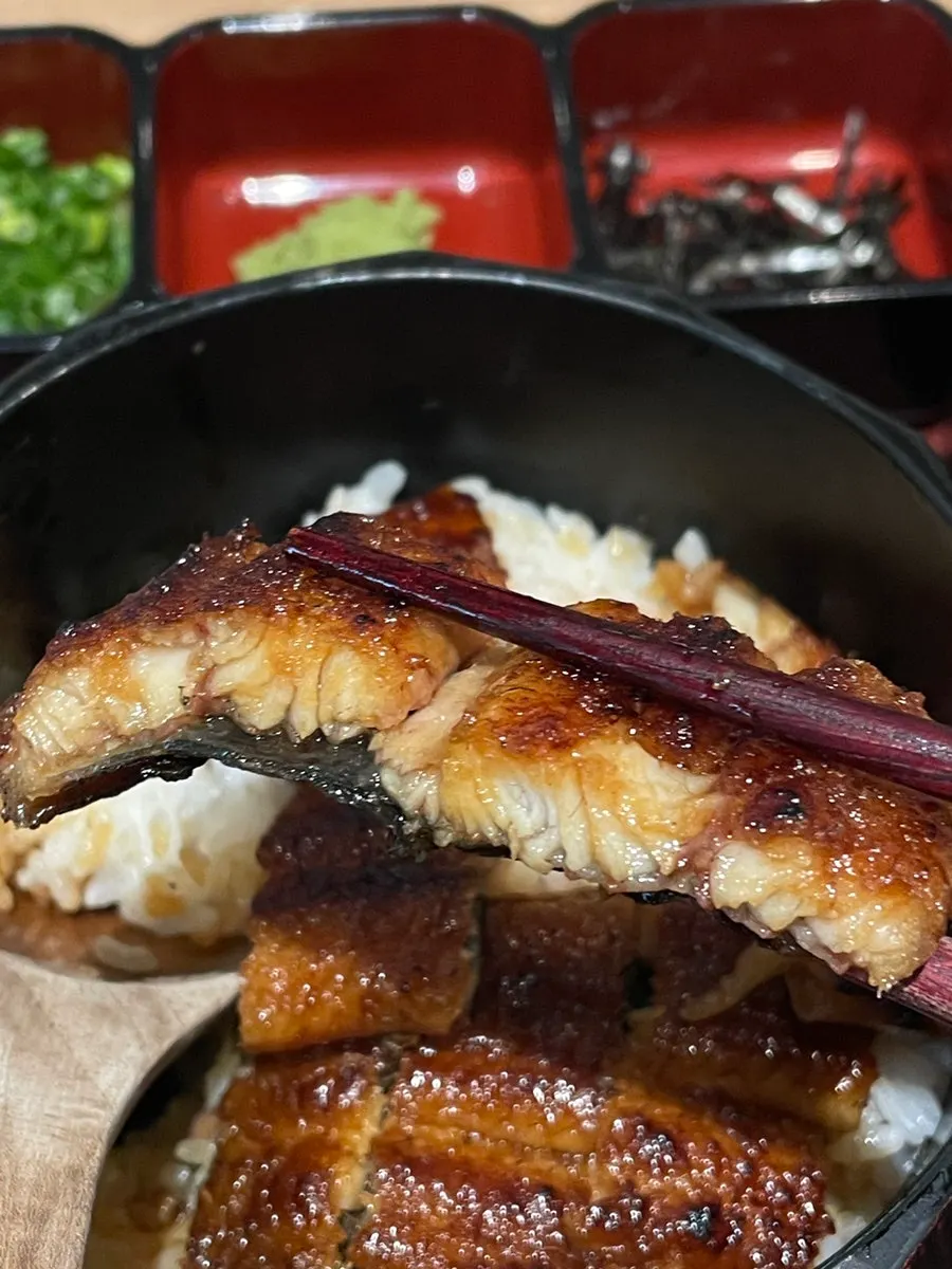 Vertical shot of the original hitsumabushi eel rice bowl