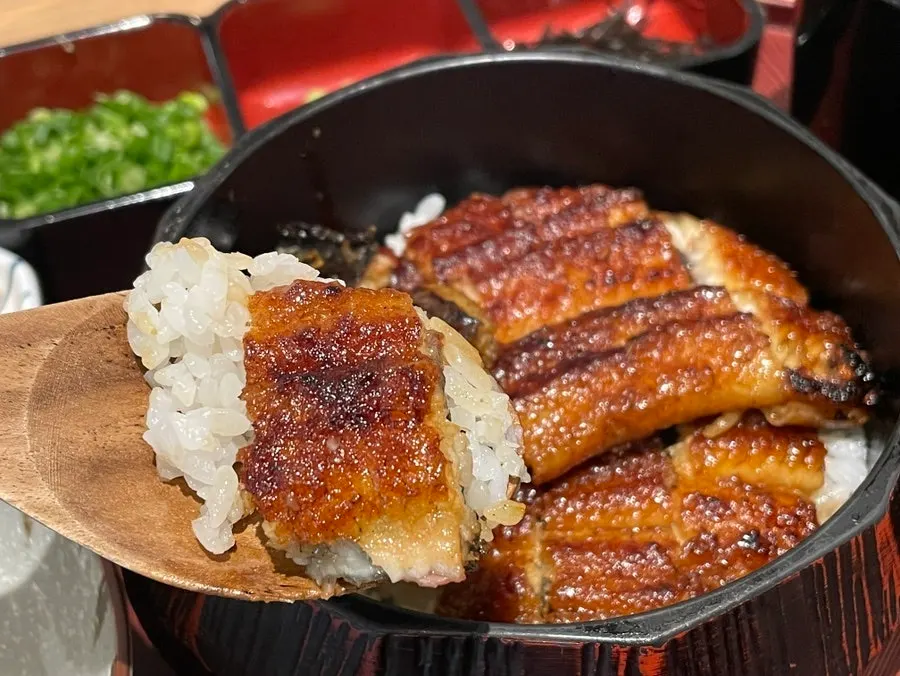 Rice bowl topped with thick, grilled eel