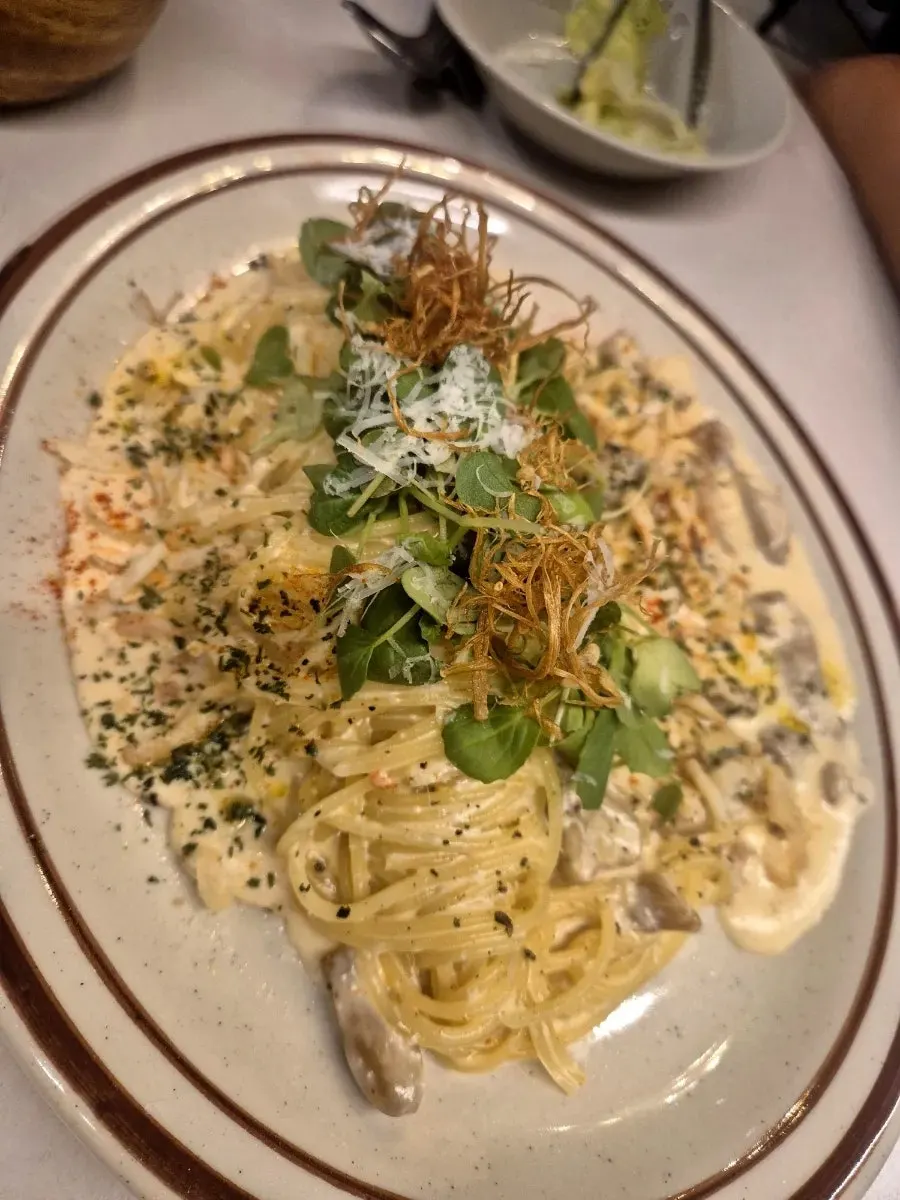Generous serving of pollock roe carbonara