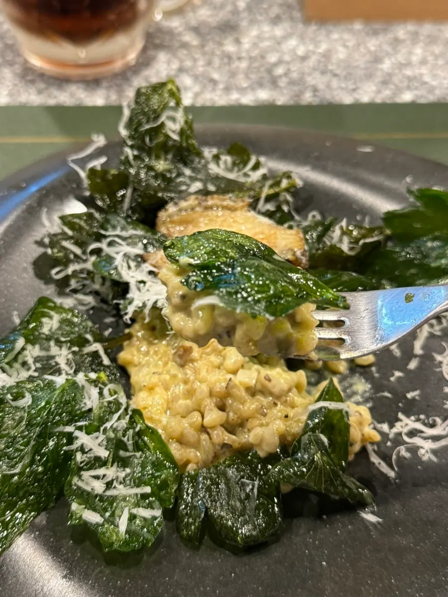 铺上炸方物菜的烩饭