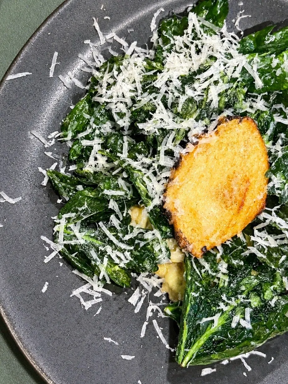 A plate with pork belly and minari together