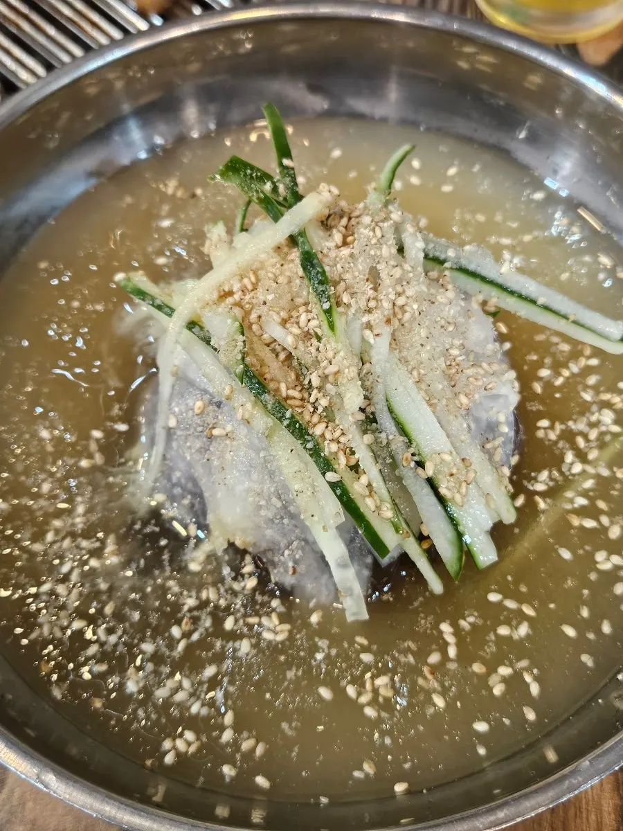 Naengmyeon ordered with ogyeopsal