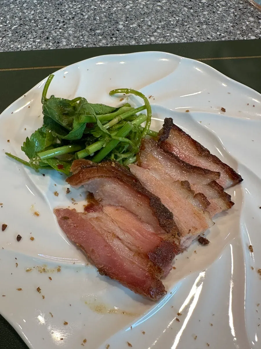 Pork belly with seasoned minari and huajiao