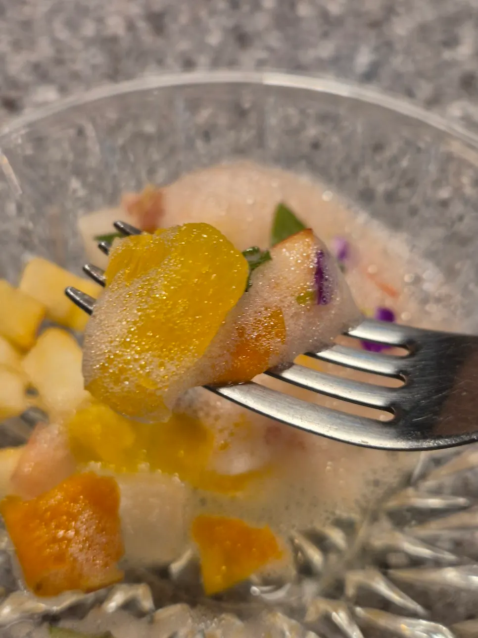Autumn fruit salad plate with prosciutto and dried persimmon