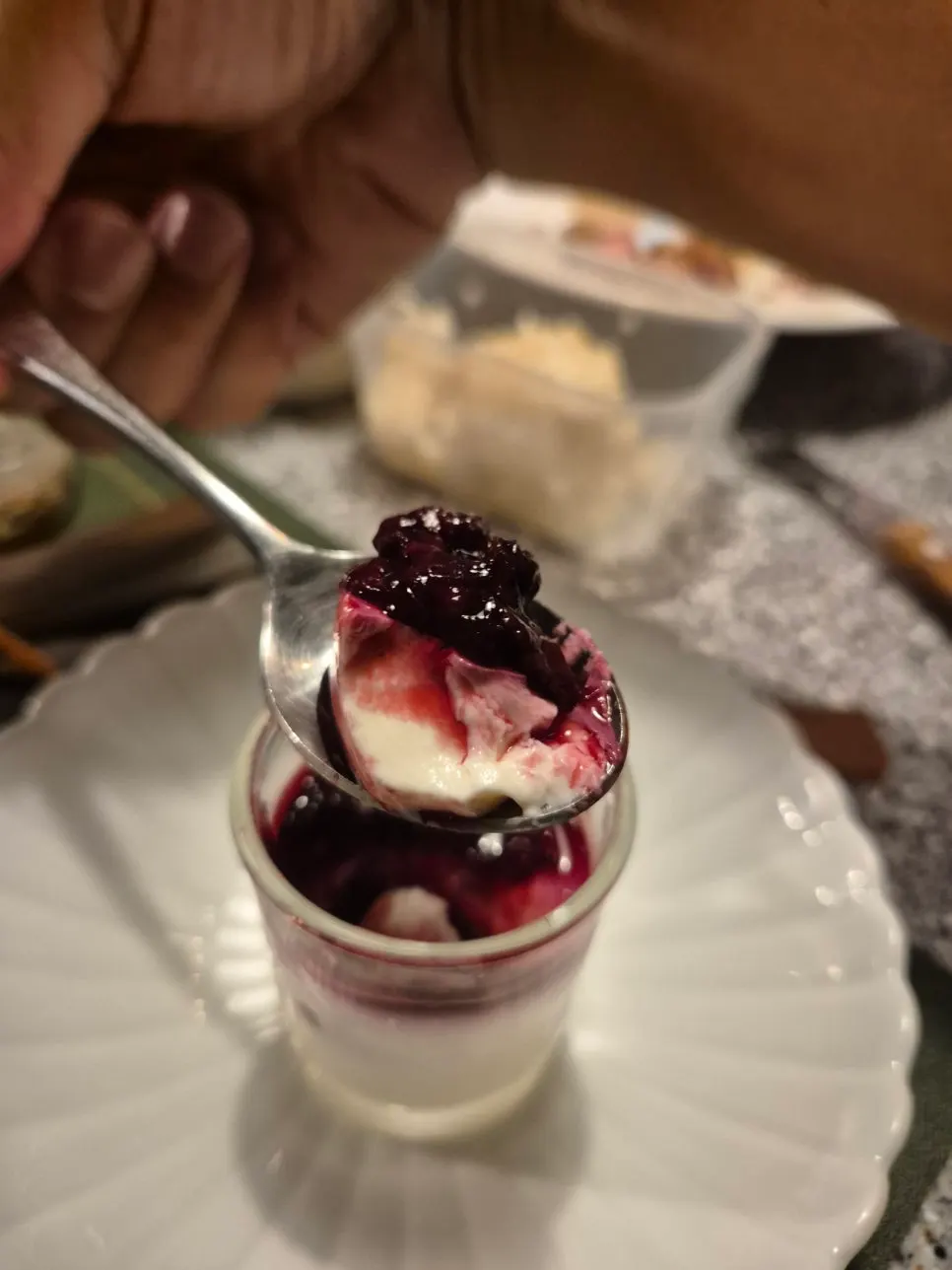 Close-up of the pudding-textured panna cotta