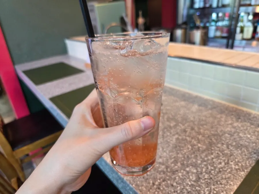 Peach ade filled with peach pulp