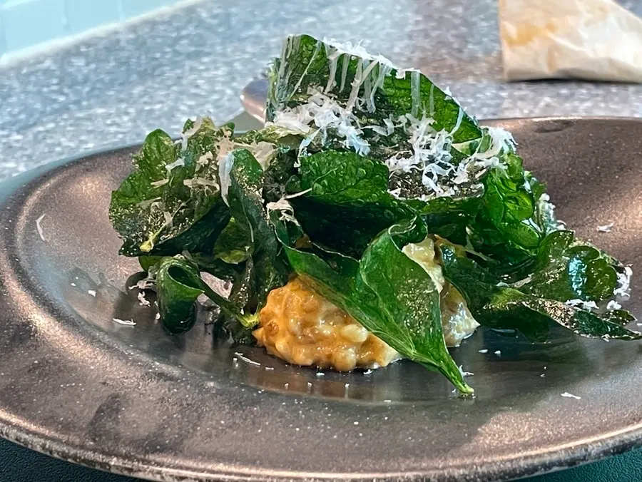 Risotto plate topped with Grana Padano
