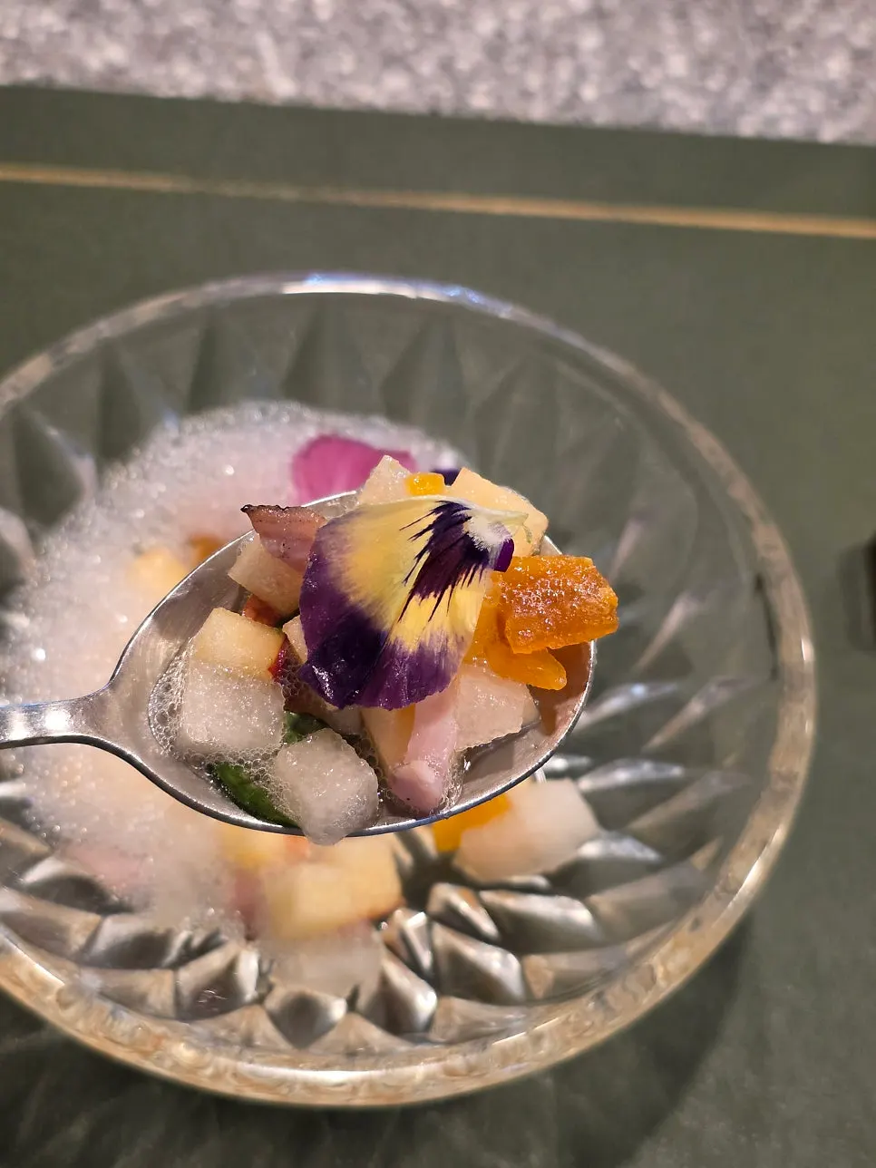 Salad plated like a molecular gastronomy dish