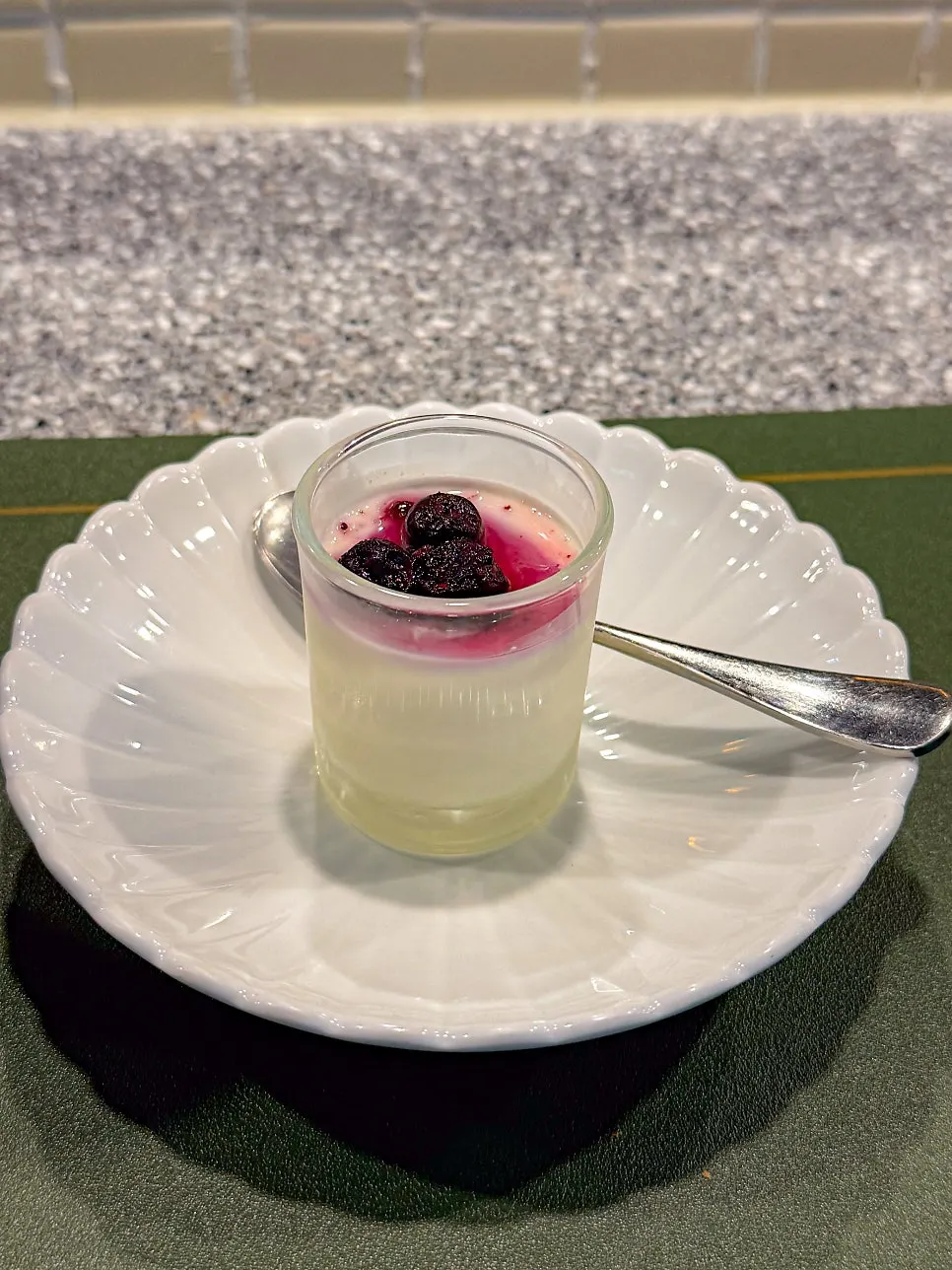 Panna cotta with blueberry compote dessert