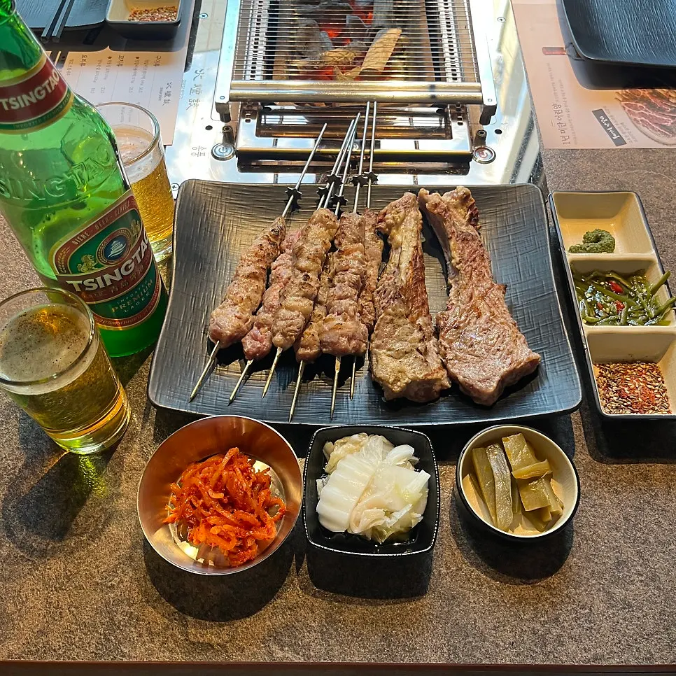 Ordered lamb ribs and lamb loin skewers