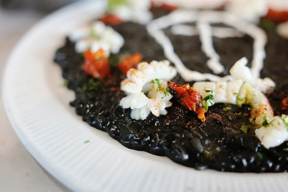 Squid ink risotto with cuttlefish