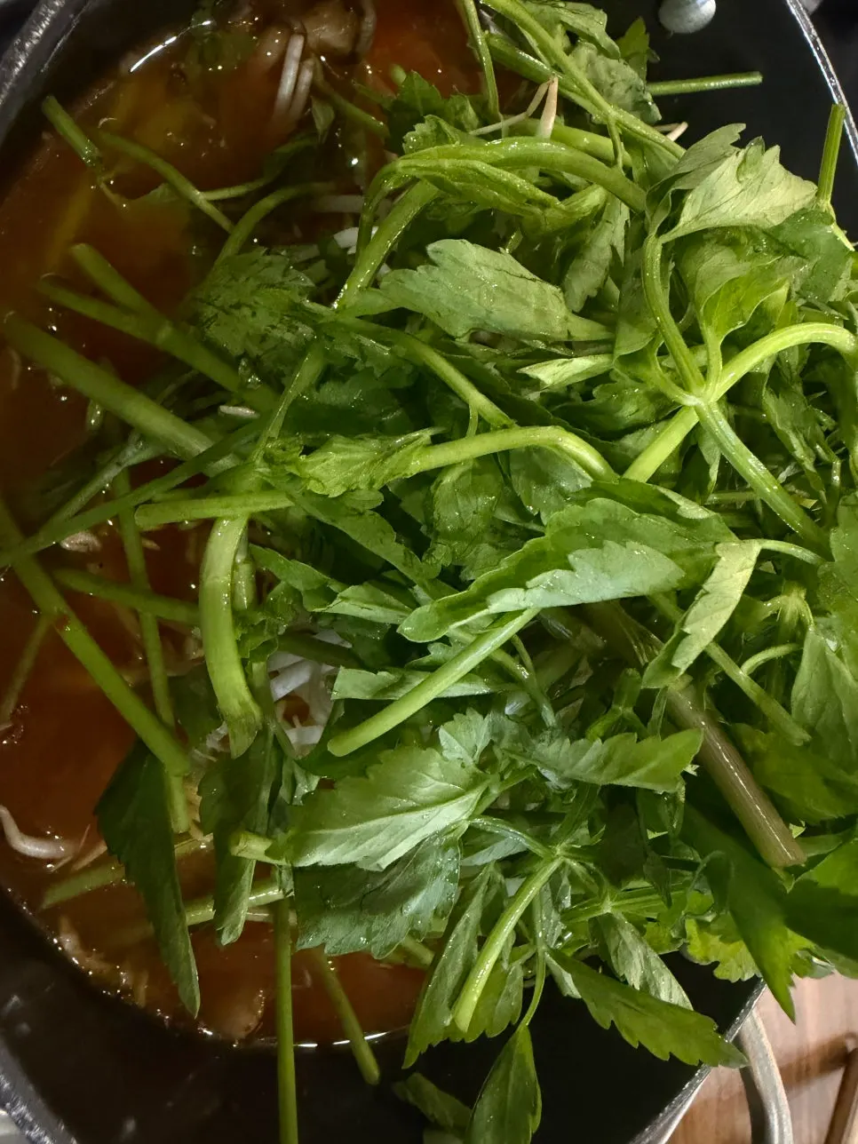 Bohyang black garlic shabu-kalguksu and extra meat order