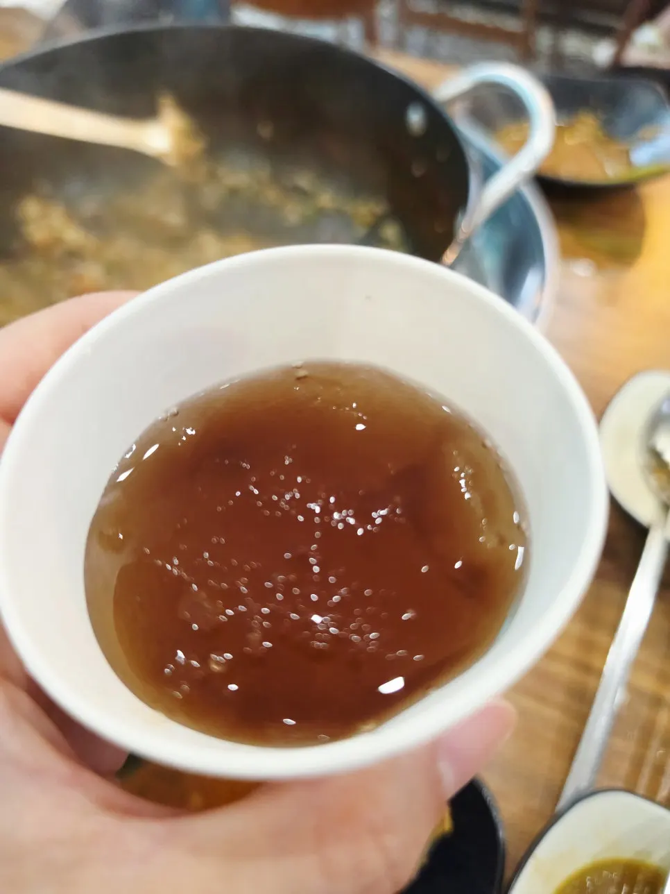 Cool plum slush scooped into cups