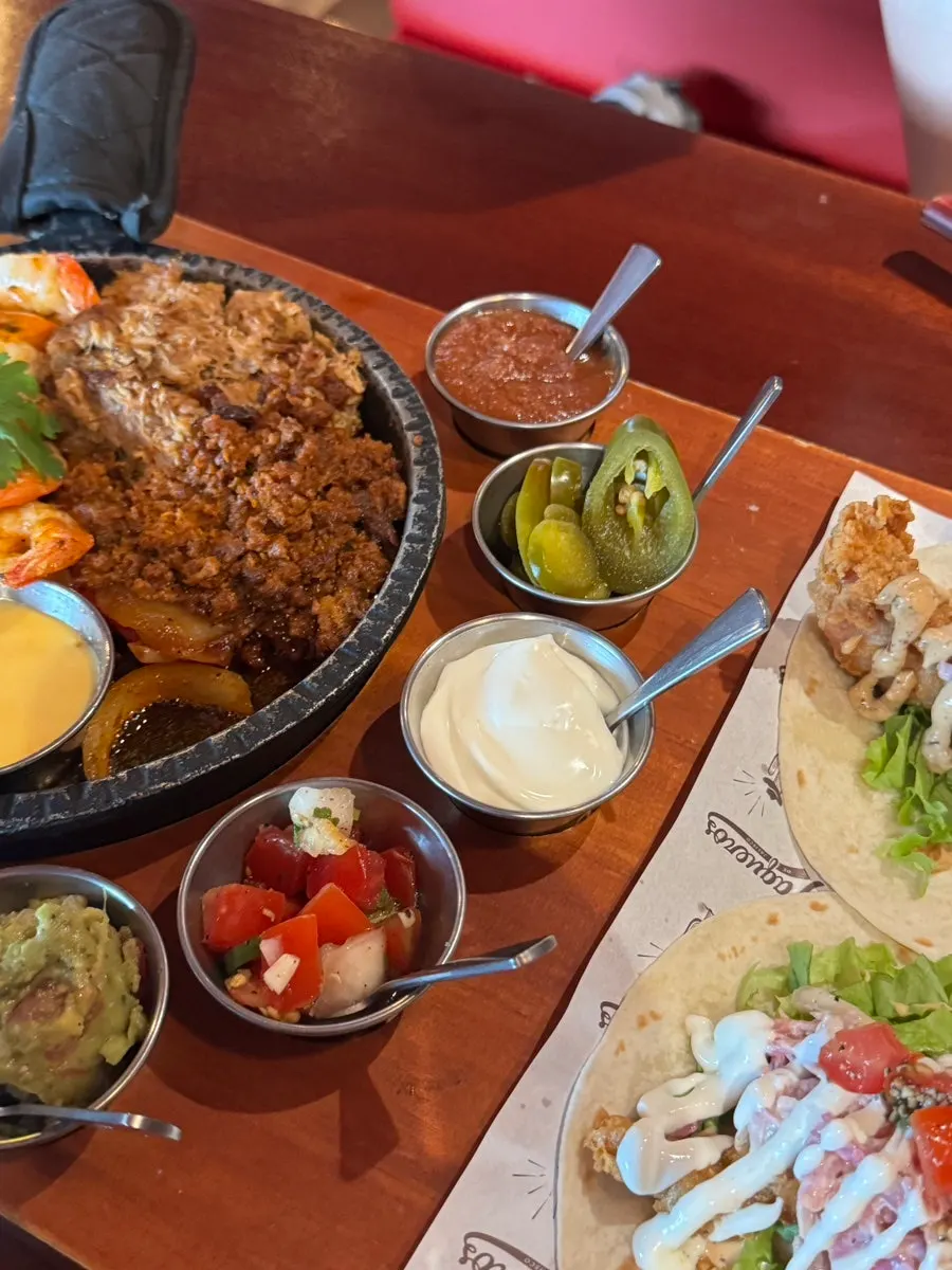 Fajita ingredients wrapped in a tortilla