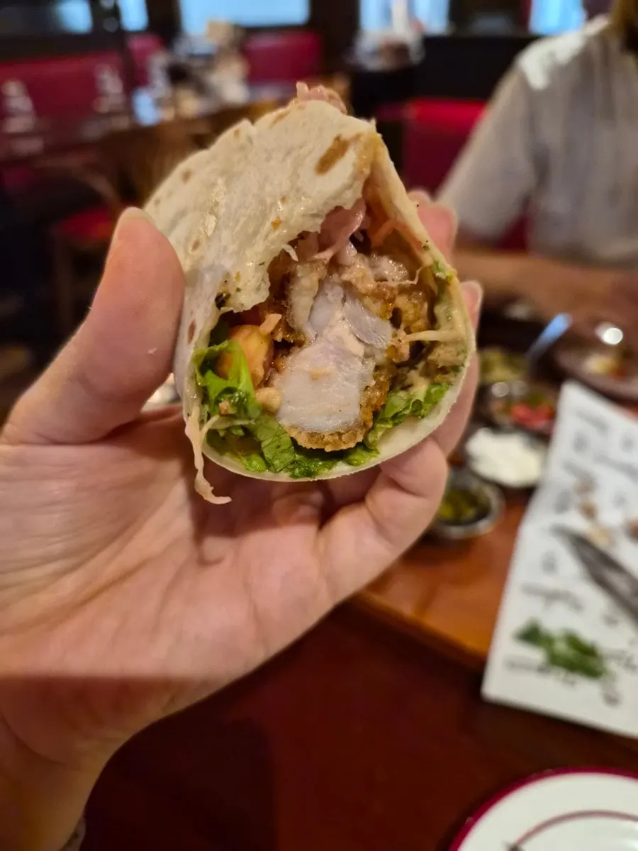 Crispy fish taco with toppings