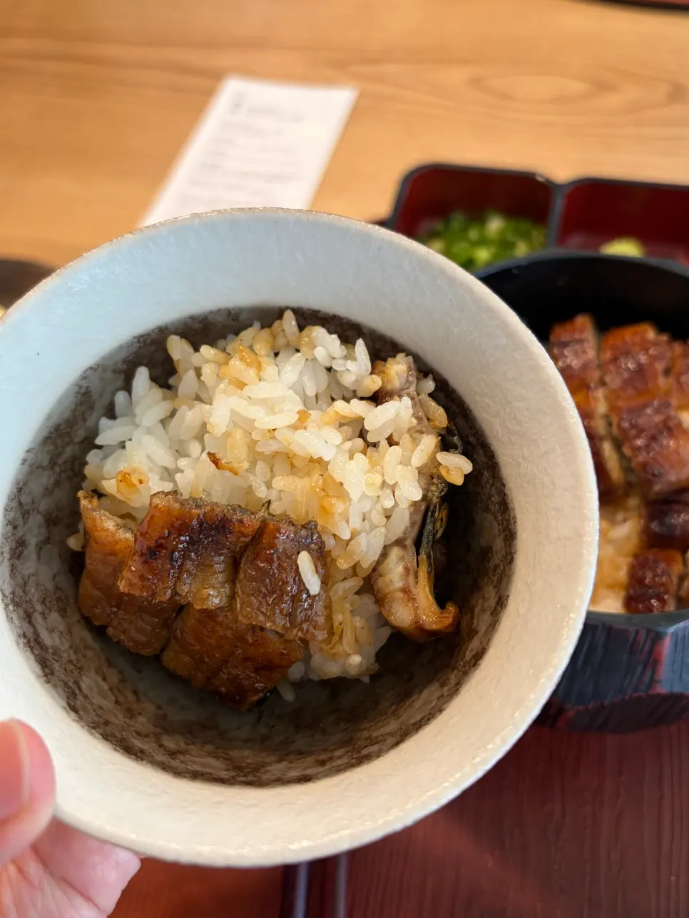 A bowl of eel rice enjoyed plain