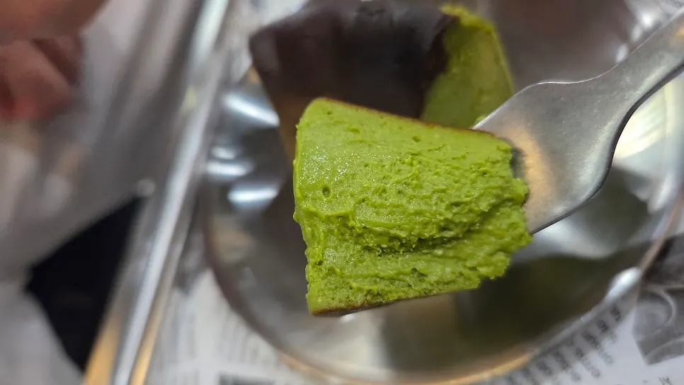 Affogato and matcha Basque cheesecake