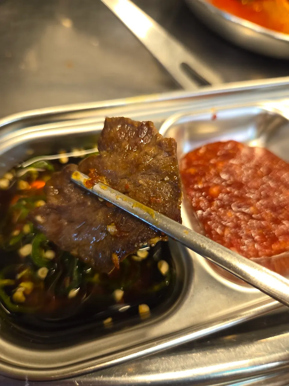 Grilled makchang, premium tripe, heart, and gopchang