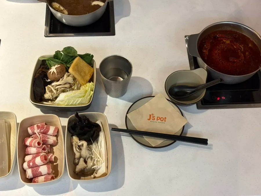 A variety of ordered hot pot ingredients