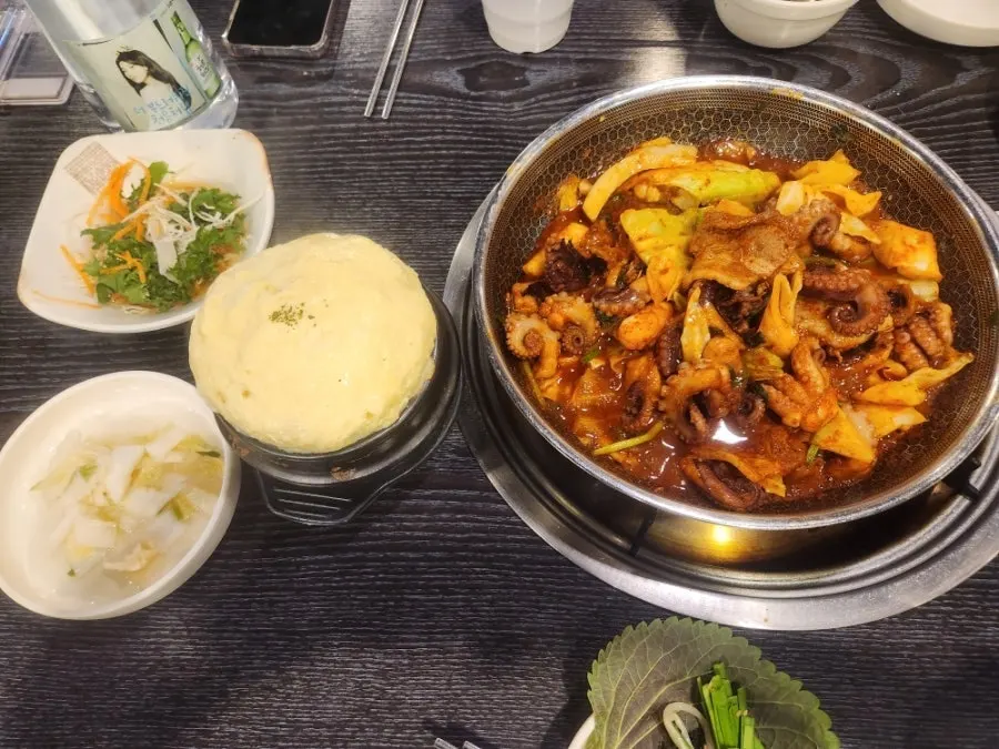 Jjukumi hot plate after the meal