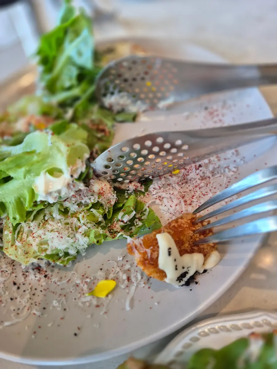 Vertical shot of the chicken cordon Caesar salad