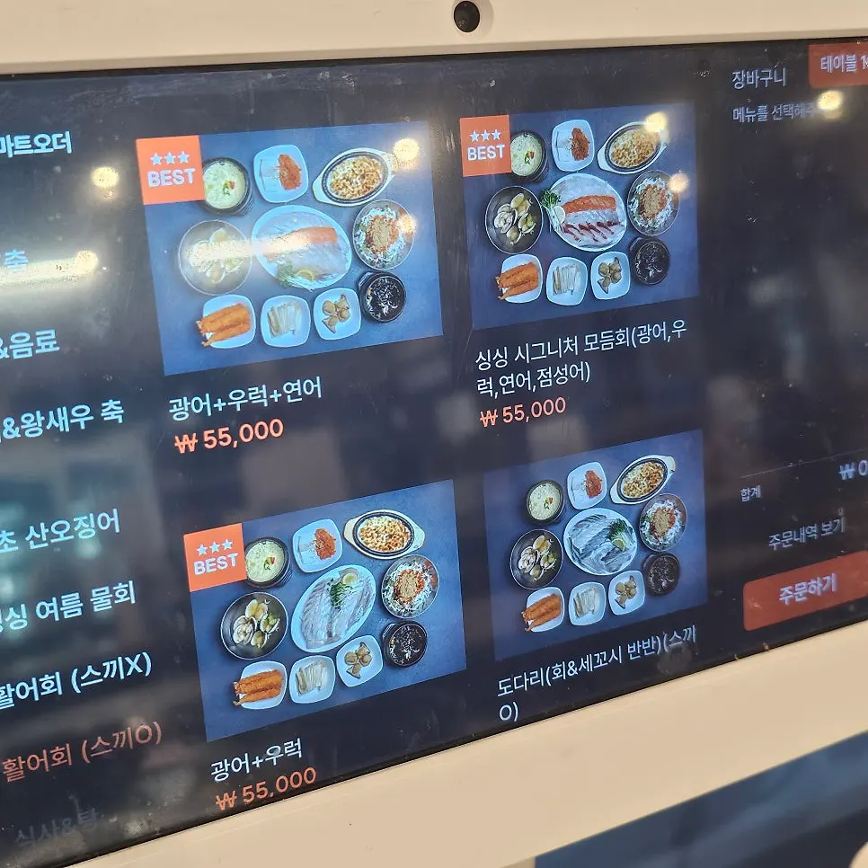 회 접시와 간장, 와사비 세팅