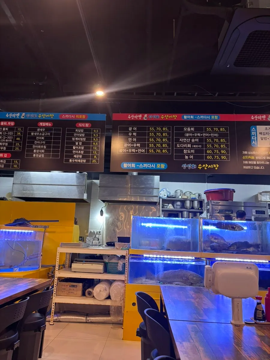 Fresh fish displayed in front of the restaurant