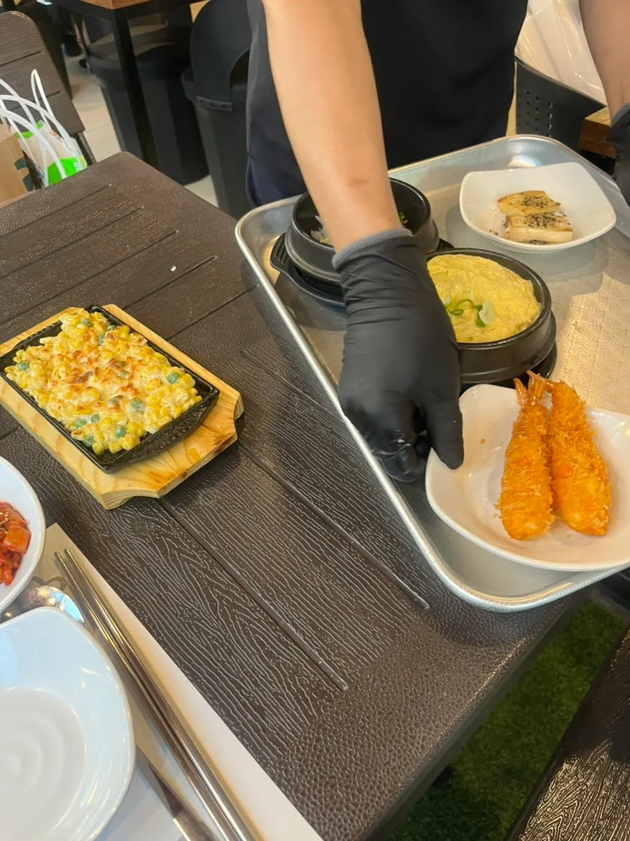 Included side-dish spread set out after ordering