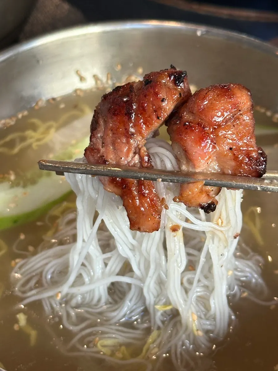 Mul naengmyeon broth and noodles