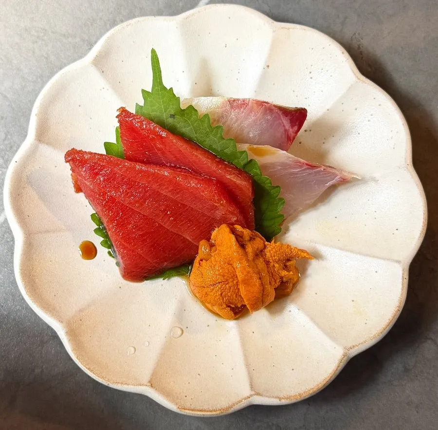 Plate of extra ordered tuna sashimi