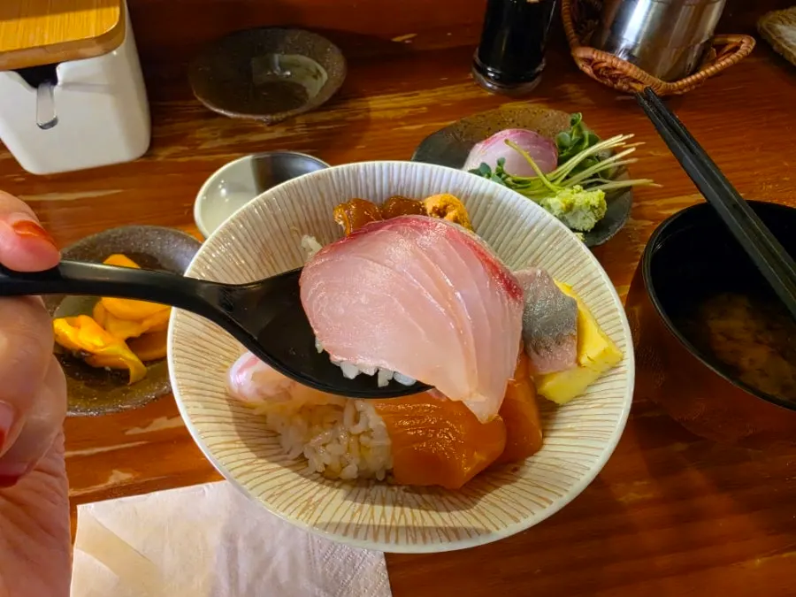 A piece of homemade scoop-and-eat sushi
