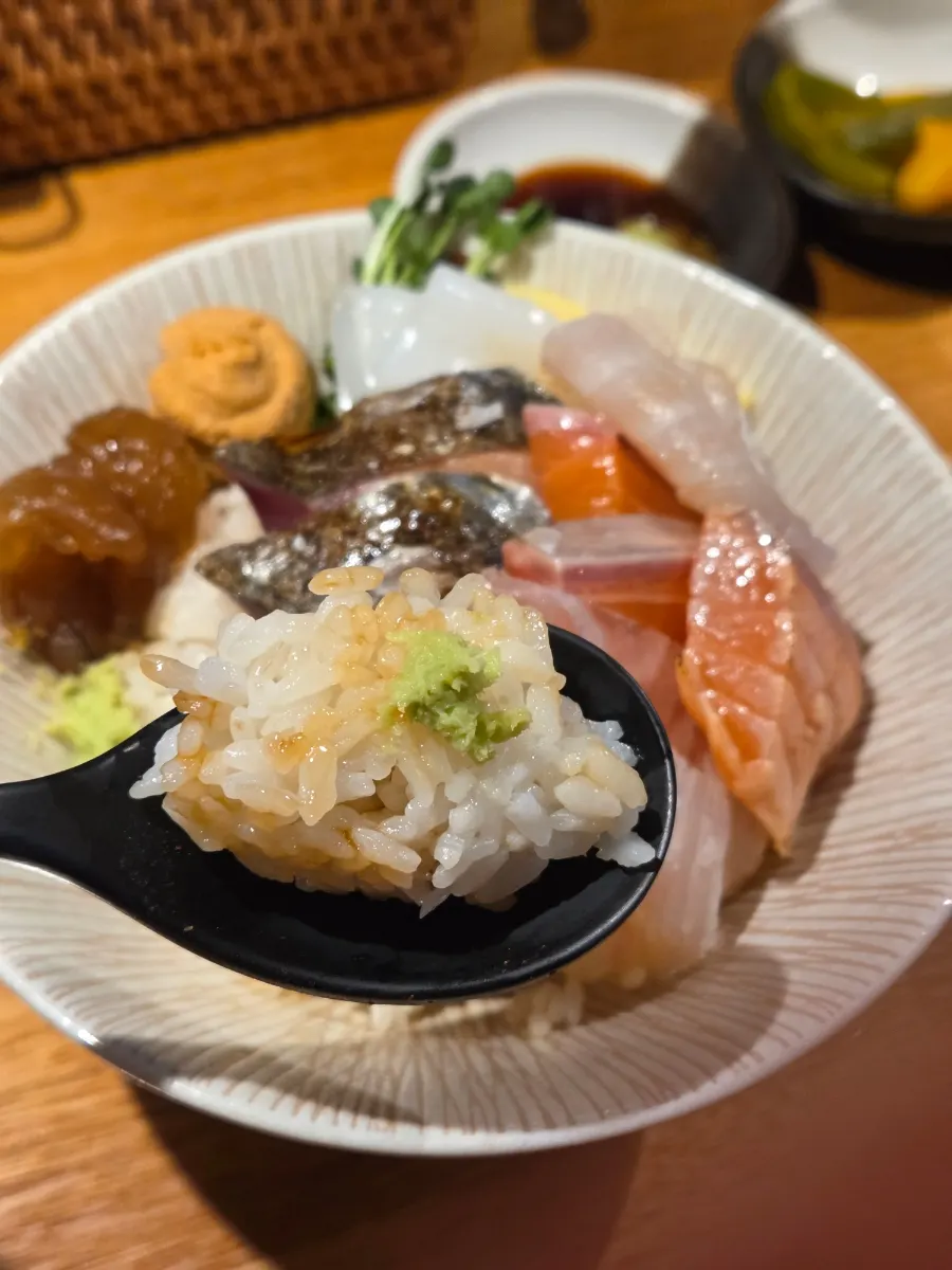 Vividly red tuna sashimi