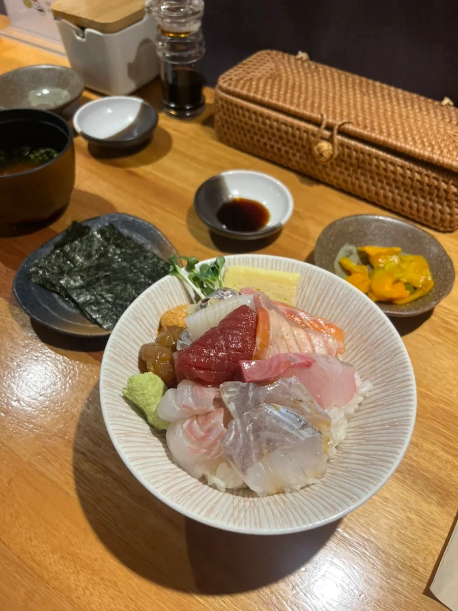 Close-up of the kaisendon sashimi