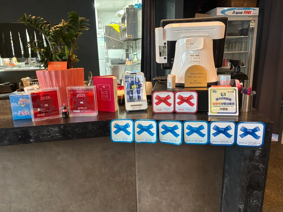 Counter with Blue Ribbon stickers
