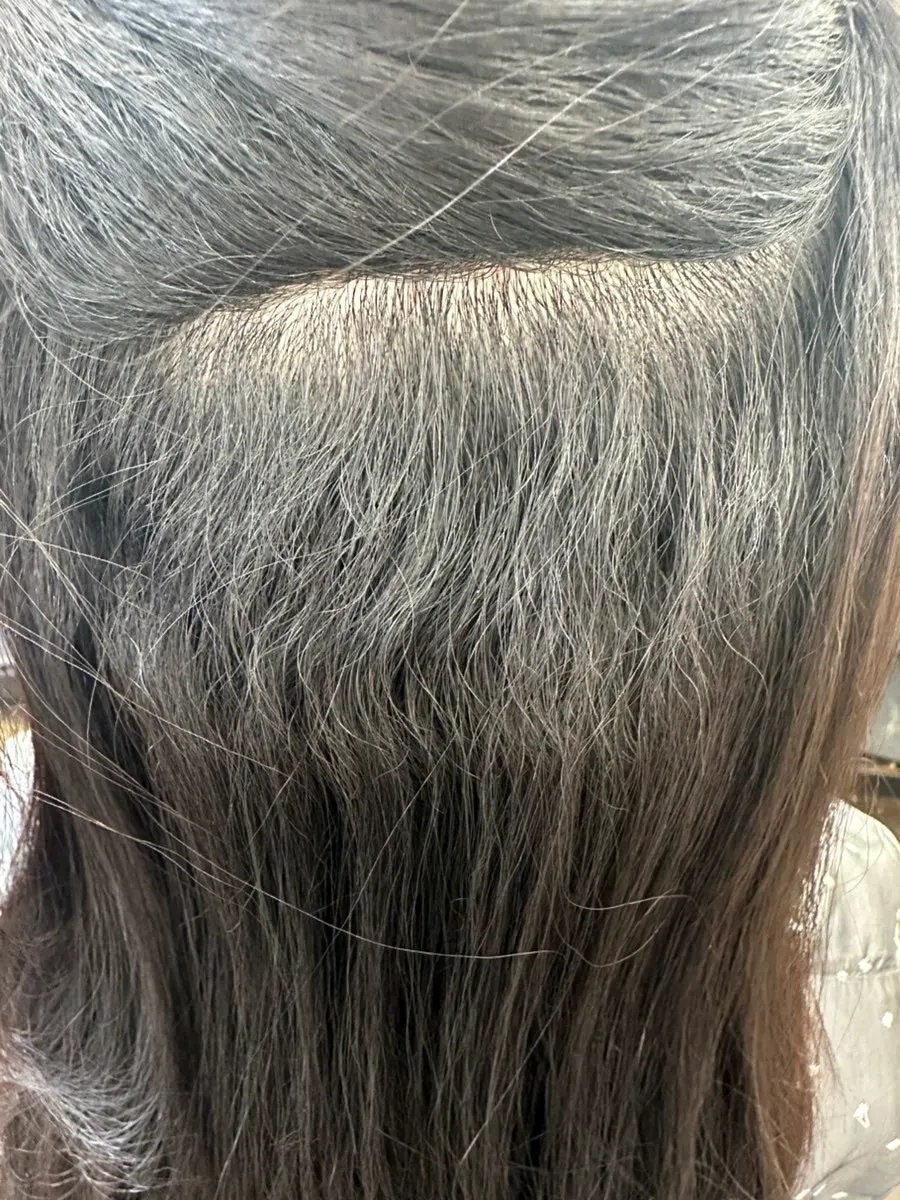 Curly hair texture before the magic straightening treatment