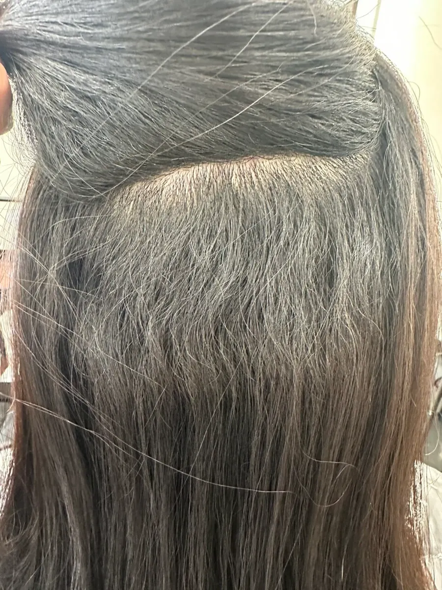 Hair condition before the root magic straightening treatment