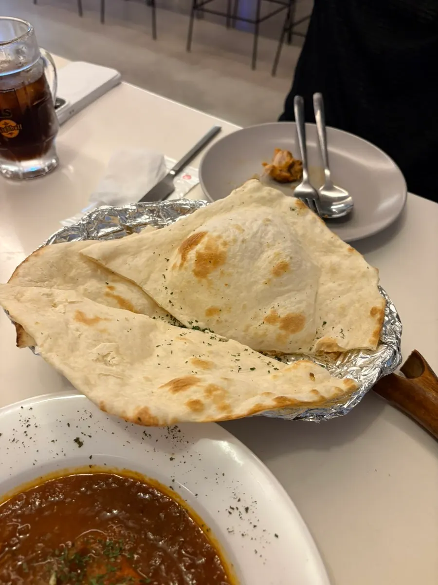 Freshly baked plain naan